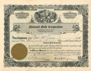 National Gold Corporation - Stock Certificate